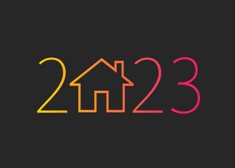 happy new year 2023. 2023 with house icon
