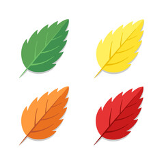 Red, green, yellow and orange leaves isolated on white background. Best for decoration, seamless patterns and web design.