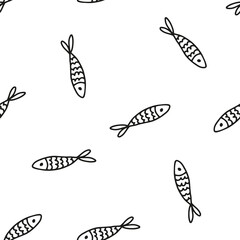 Seamless pattern with doodle fish