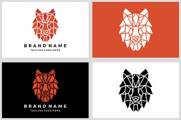 Geometric wolf head logo icon vector