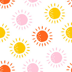 Seamless pattern with colorful suns.