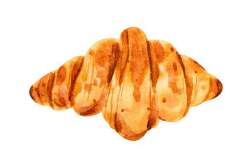 Croissant hand drawn watercolor.