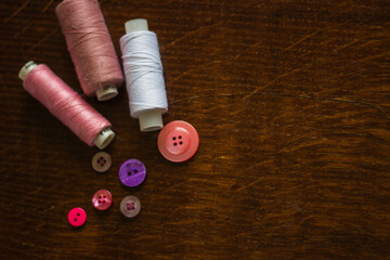 sewing buttons and threads