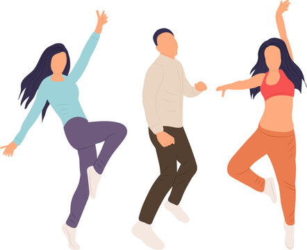 people dancing in flat style, isolated, vector