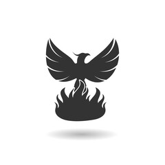 Phoenix animal design logo with shadow