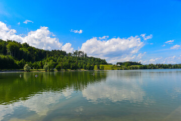 Fototapeta na wymiar Lac de Bret auf dem Gemeindegebiet von Puidoux, Kanton Waadt (Schweiz) 