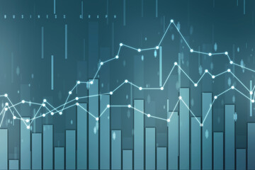 
Business Growth graph on technology background, Futuristic raise arrow chart digital transformation abstract technology background. Big data and business growth currency stock and investment economy