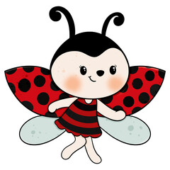 Obraz premium Cute ladybug cartoon design character 