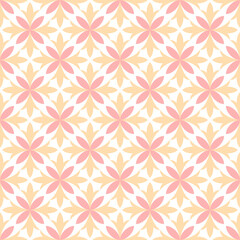 Seamless pattern with pink and beige abstract floral design.