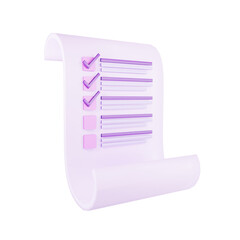 3D Design Icon Paper Check List Data Illustration Business