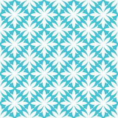 Blue seamless pattern with white abstract floral design.