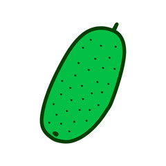 Green cucumber hand drawn vector icon in cartoon comic style