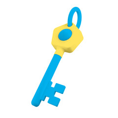 Key3D rendering isolated on white background. Ui UX icon design web and app trend