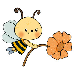 Cute bee cartoon design character 