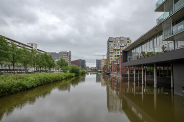 Fototapeta na wymiar View From The Lex Van Deldenbrug Bridge At Amsterdam The Netherlands 11-7-2022