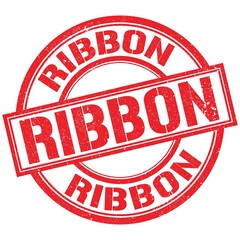 RIBBON text written on red stamp sign