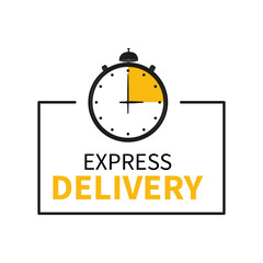 Express delivery. Timer and express delivery inscription. Vector illustration. 