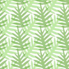 Seamless pattern of Lauae fern leaves on white background