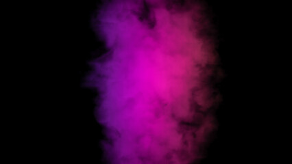 Abstract background with vibrant smoke illuminated by multicolored neon light. Amazing mystic steam on a black background. Smoky pattern. 