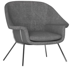 Gray fabric upholstery on a steel leg chair