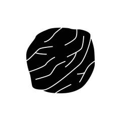 Walnut icon in black flat glyph, filled style isolated on white background