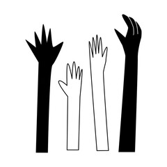 Hands. Vector illustration for Halloween. Doodle