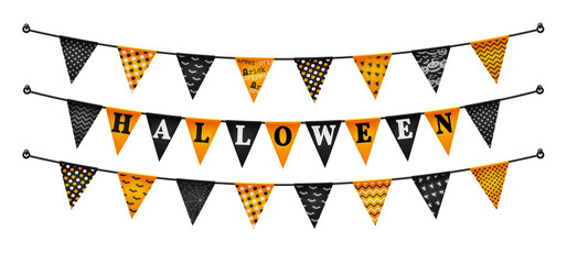 Halloween buntings for Happy Halloween.Halloween Flags Garlands with orange and black.Website...
