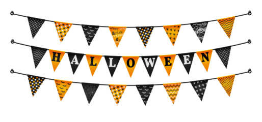 Halloween buntings for Happy Halloween.Halloween Flags Garlands with orange and black.Website spooky or banner template.
