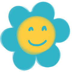 smile of a blue flower cartoon