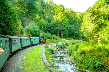 Naklejka premium Schmalspurbahn, Weißeritztalbahn, Freital, Sachsen, Deutschland 