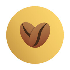 logo in the form of coffee beans folded in the form of a heart. warm golden shades