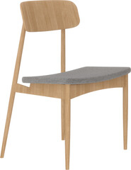 Wooden armchair with gray fabric