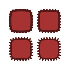 Wavy Edge Red Squircle Stroke Icons