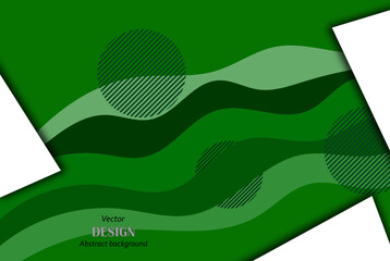 Fototapeta na wymiar Abstract geometric paper cut background, green wave lines