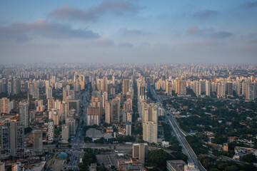 Fototapeta na wymiar Aerial View of Brooklin neighborhood with Santo Amaro Avenue - Sao Paulo, Brazil