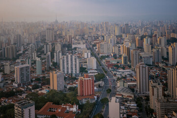 Fototapeta premium Aerial View of Mirandopolis neighborhood with Jabaquara Avenue - Sao Paulo, Brazil