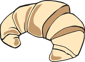 croissant isolated on white background, donut with chocolate