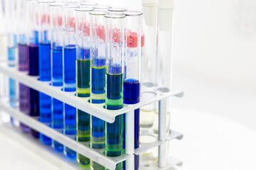colorful test tubes in a chemical laboratory