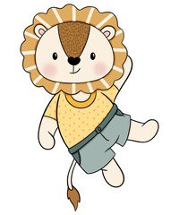 Cute lion cartoon design character 
