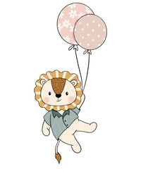 Cute lion cartoon design character 