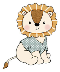 Cute lion cartoon design character 