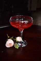 glass of wine and rose