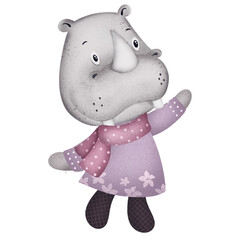 Cute rhino cartoon design character 