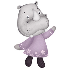 Cute rhino cartoon design character 