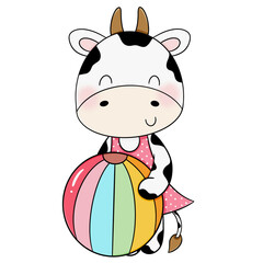 Cute cow cartoon design character 