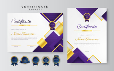 Modern purple certificate design template