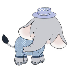 Cute elephant cartoon design character 