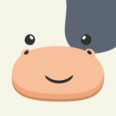 Simple face of Cow. Animal Face Illustration. Isolated Vector