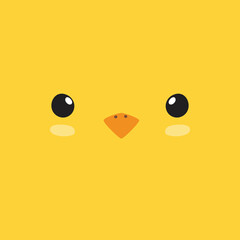 Simple face of Chick. Animal Face Illustration. Isolated Vector