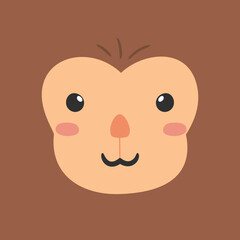 Simple face of Monkey. Animal Face Illustration. Isolated Vector
